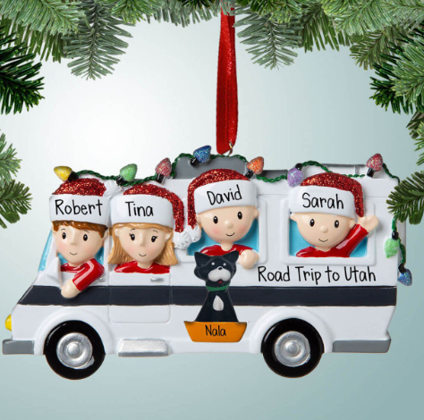 RV Family Ornament with Pets
