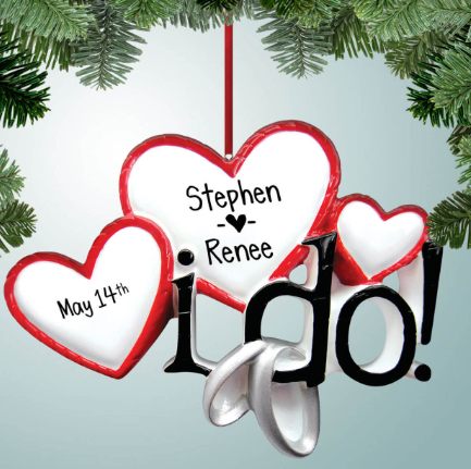 wedding hearts and rings ornament